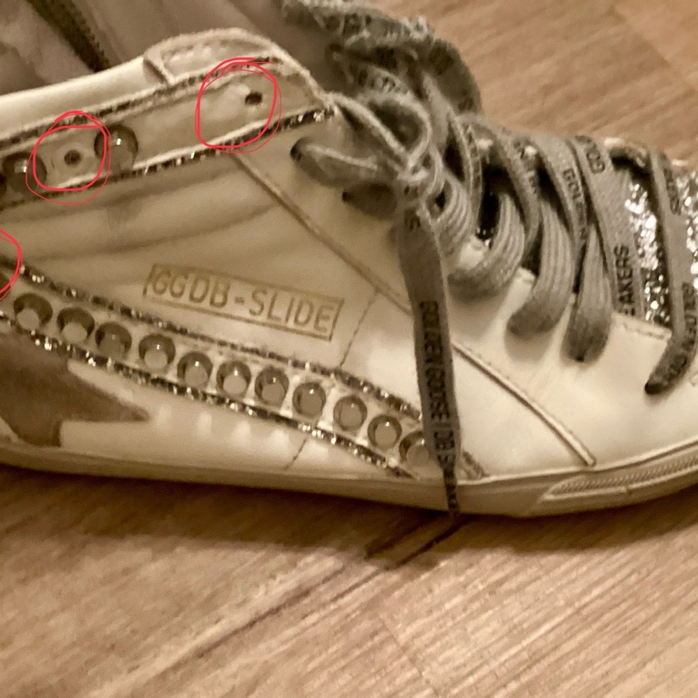 Golden Goose Deluxe Brand GGDB White and Silver High-Top Sneakers - Picture 8 of 16